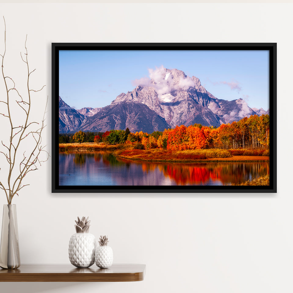 Oxbow Bend Sunrise, Grand Teton National Park, Framed Canvas Print Wall Art Decor,Floating Frame