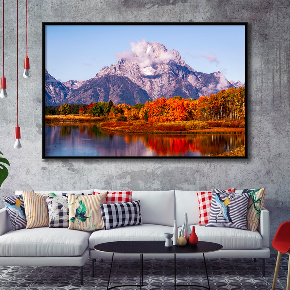 Oxbow Bend Sunrise, Grand Teton National Park, Framed Canvas Print Wall Art Decor,Floating Frame