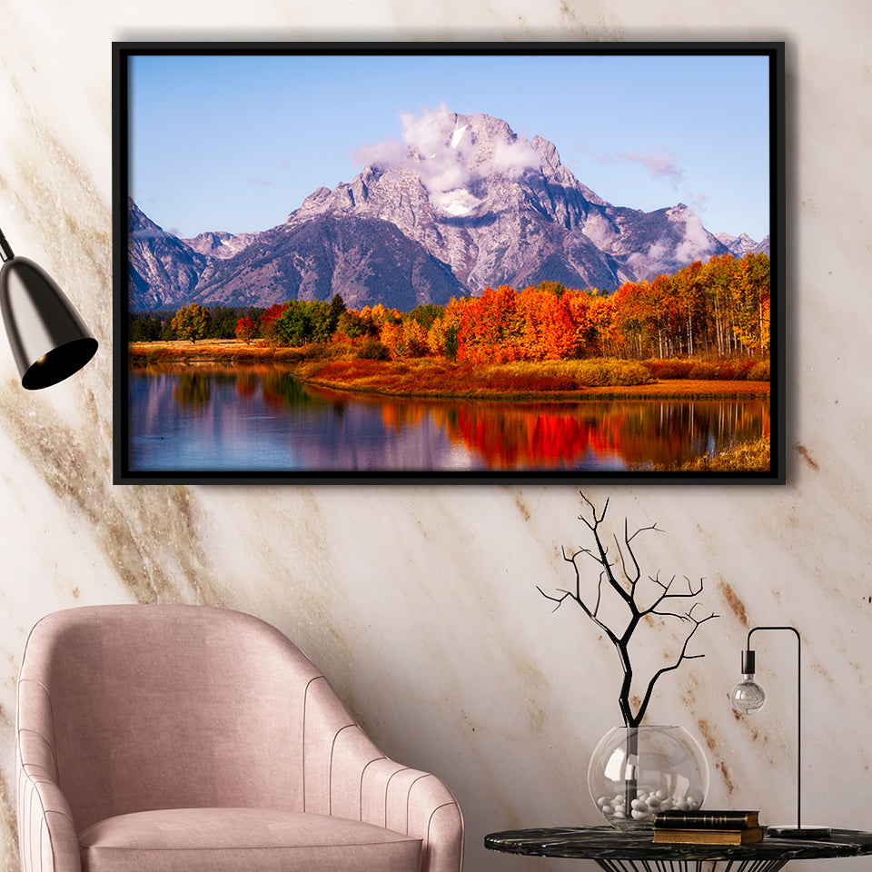 Oxbow Bend Sunrise, Grand Teton National Park, Framed Canvas Print Wall Art Decor,Floating Frame