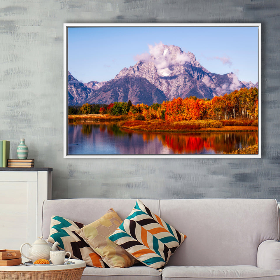Oxbow Bend Sunrise, Grand Teton National Park, Framed Canvas Print Wall Art Decor,Floating Frame