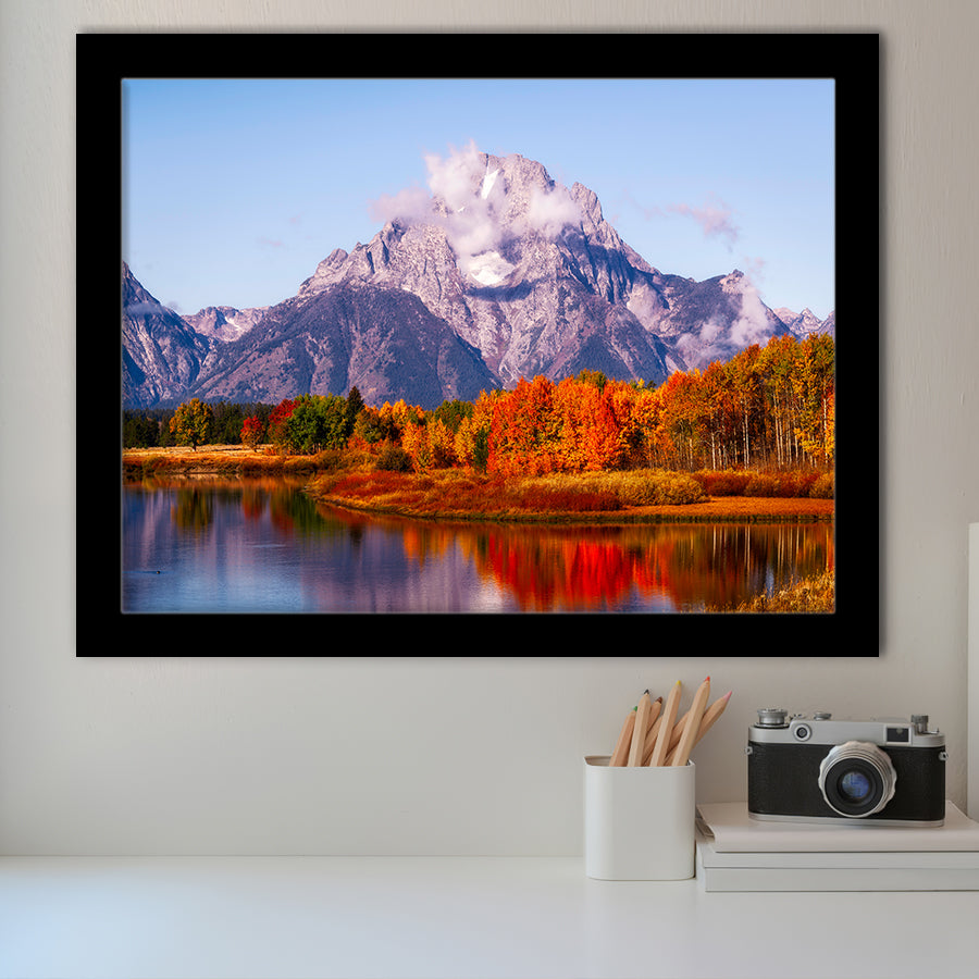 Oxbow Bend Sunrise, Grand Teton National Park, Framed Art Print Wall Decor, Framed Picture