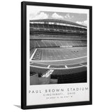 Paul Brown Stadium Cincinnati Bengals, Stadium Print For Football Lovers, Black And White, Framed Art Print Wall Decor