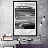 Paul Brown Stadium Cincinnati Bengals, Stadium Print For Football Lovers, Black And White, Framed Art Print Wall Decor