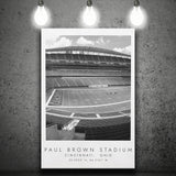 Paul Brown Stadium Cincinnati Bengals, Stadium Print For Football Lovers, Black And White, Canvas Print Wall Art