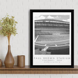 Paul Brown Stadium Cincinnati Bengals, Stadium Wall Art For Football Lovers, B&W, Floating Framed Canvas Print