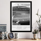 Paul Brown Stadium Cincinnati Bengals, Stadium Print For Football Lovers, Black And White, Framed Art Print Wall Decor