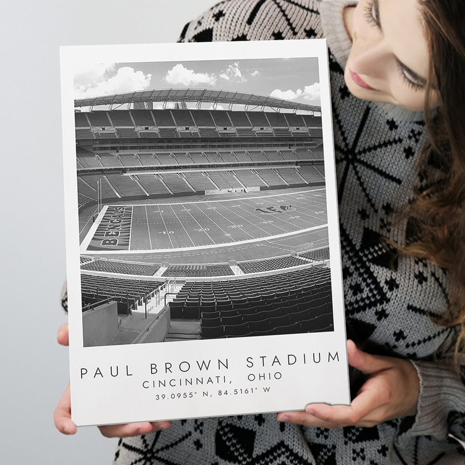 Paul Brown Stadium Cincinnati Bengals, Stadium Print For Football Lovers, Black And White, Canvas Print Wall Art