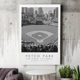 Petco Park San Diego Padres, Stadium Print For Baseball Lovers, Black And White, Canvas Print Wall Art
