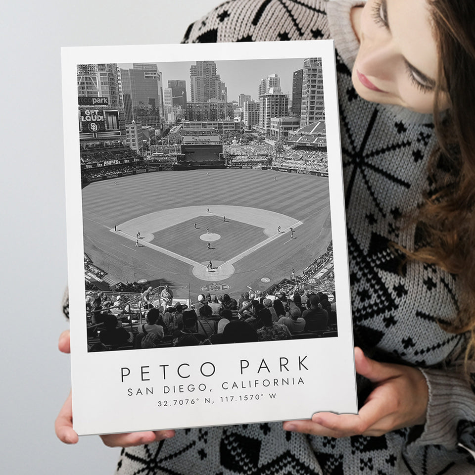 Petco Park San Diego Padres, Stadium Print For Baseball Lovers, Black And White, Canvas Print Wall Art