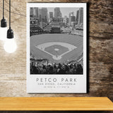 Petco Park San Diego Padres, Stadium Print For Baseball Lovers, Black And White, Canvas Print Wall Art