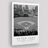 Petco Park San Diego Padres, Stadium Print For Baseball Lovers, Black And White, Canvas Print Wall Art
