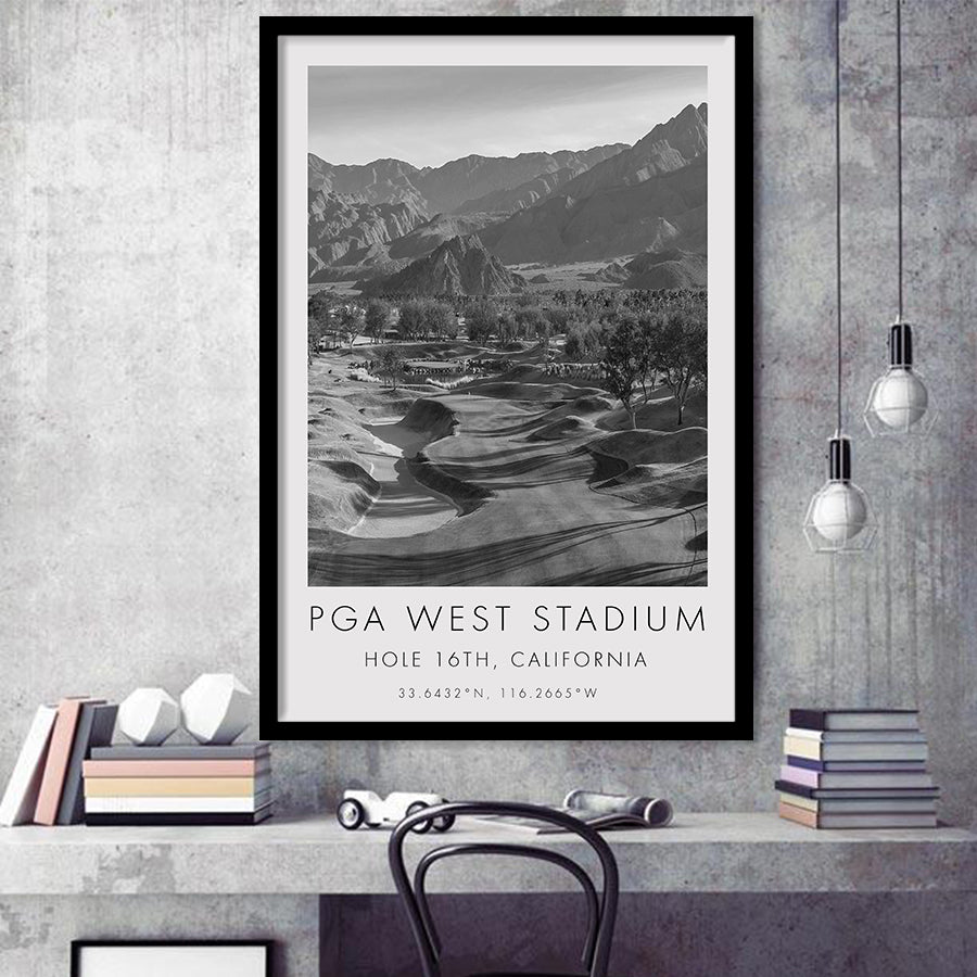 PGA WEST Stadium Course. Hole 16, California, Golf Art, Gift for him, Framed Art Print Wall Decor