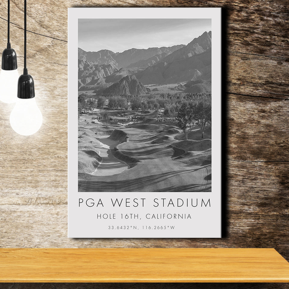PGA WEST Stadium Course. Hole 16, California, Golf Art Print, Gift for him, Canvas Print Wall Art