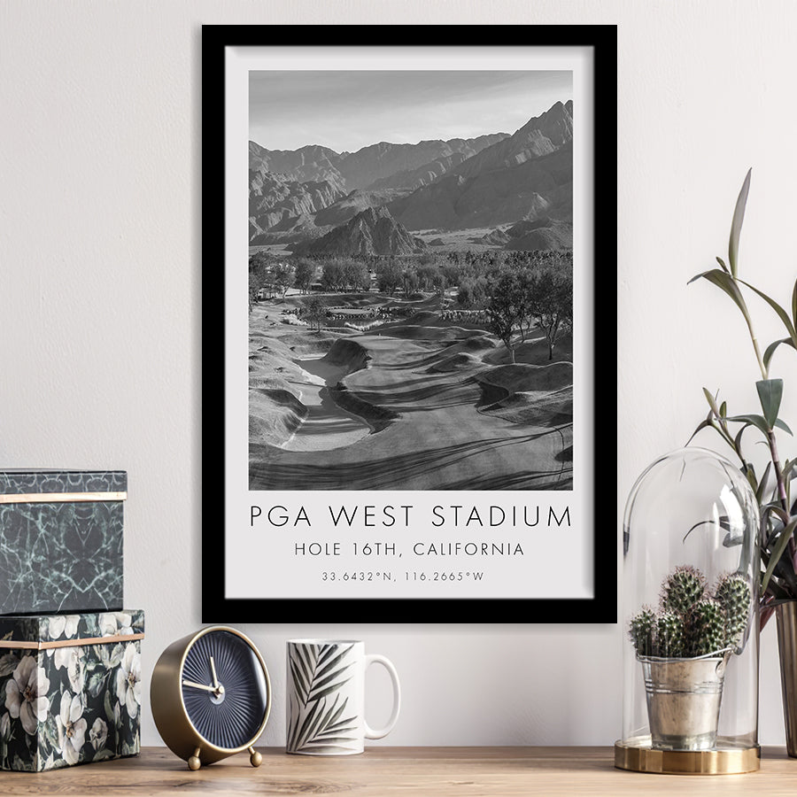 PGA WEST Stadium Course. Hole 16, California, Golf Art, Gift for him, Framed Art Print Wall Decor