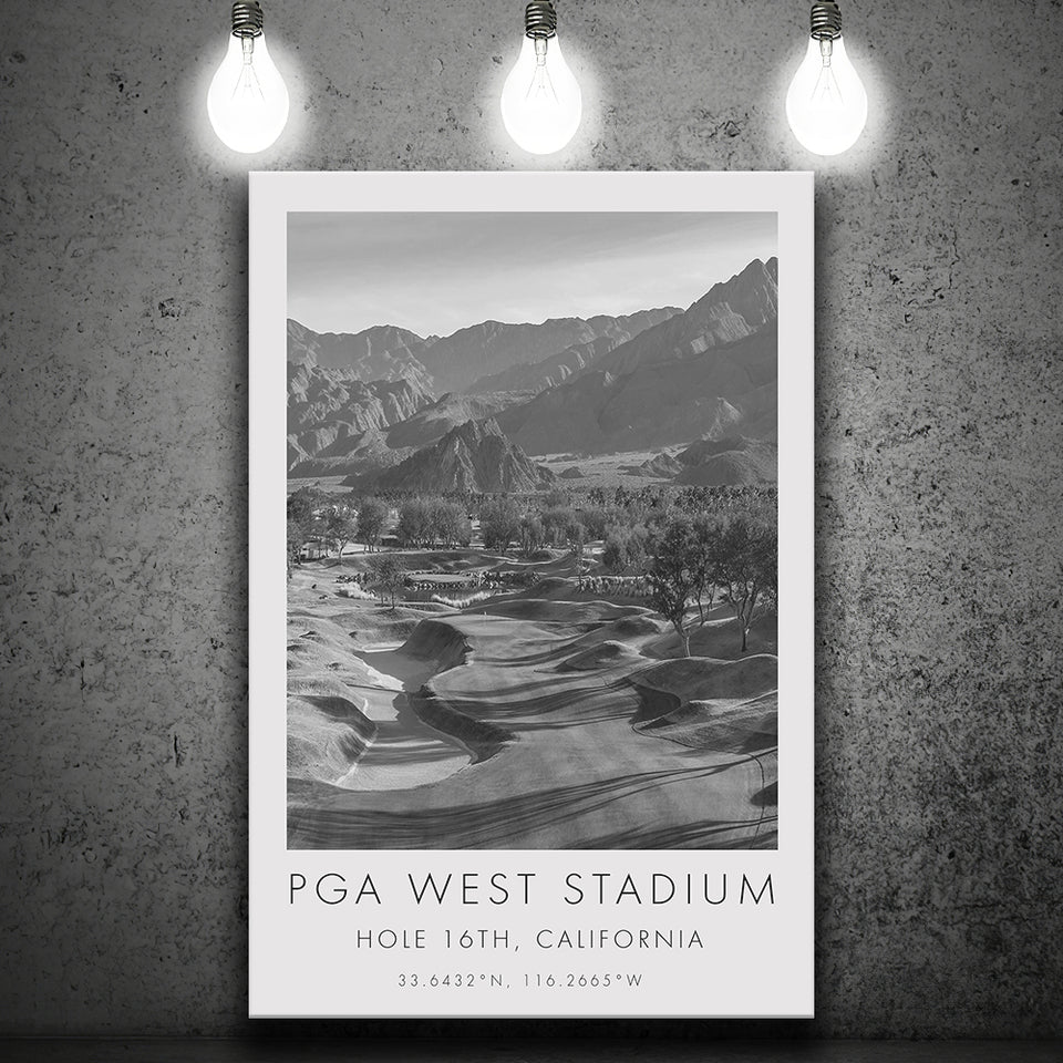 PGA WEST Stadium Course. Hole 16, California, Golf Art Print, Gift for him, Canvas Print Wall Art