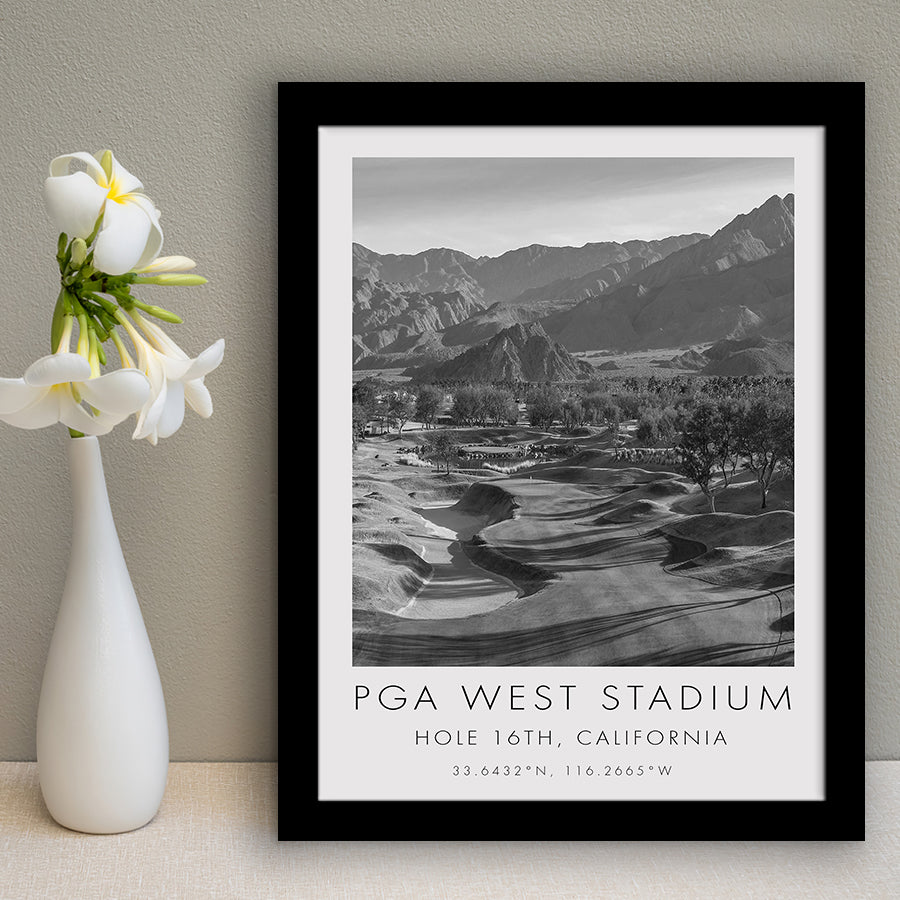 PGA WEST Stadium Course. Hole 16, California, Golf Art, Gift for him, Framed Art Print Wall Decor