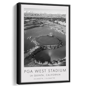 PGA West Stadium Course, Hole #17, Golf Art Print, Floating Frame, Framed Canvas Print Wall Art