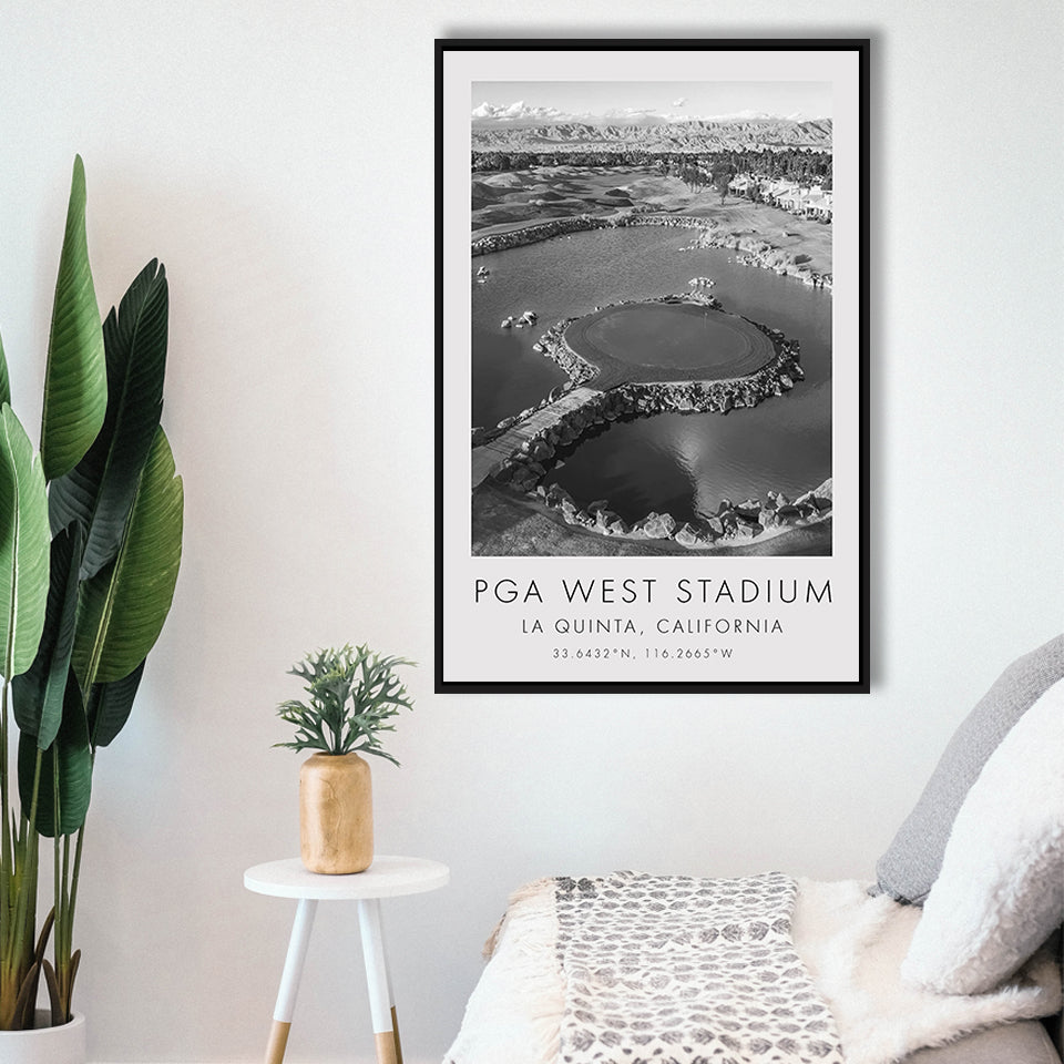 PGA West Stadium Course, Hole #17, Golf Art Print, Floating Frame, Framed Canvas Print Wall Art