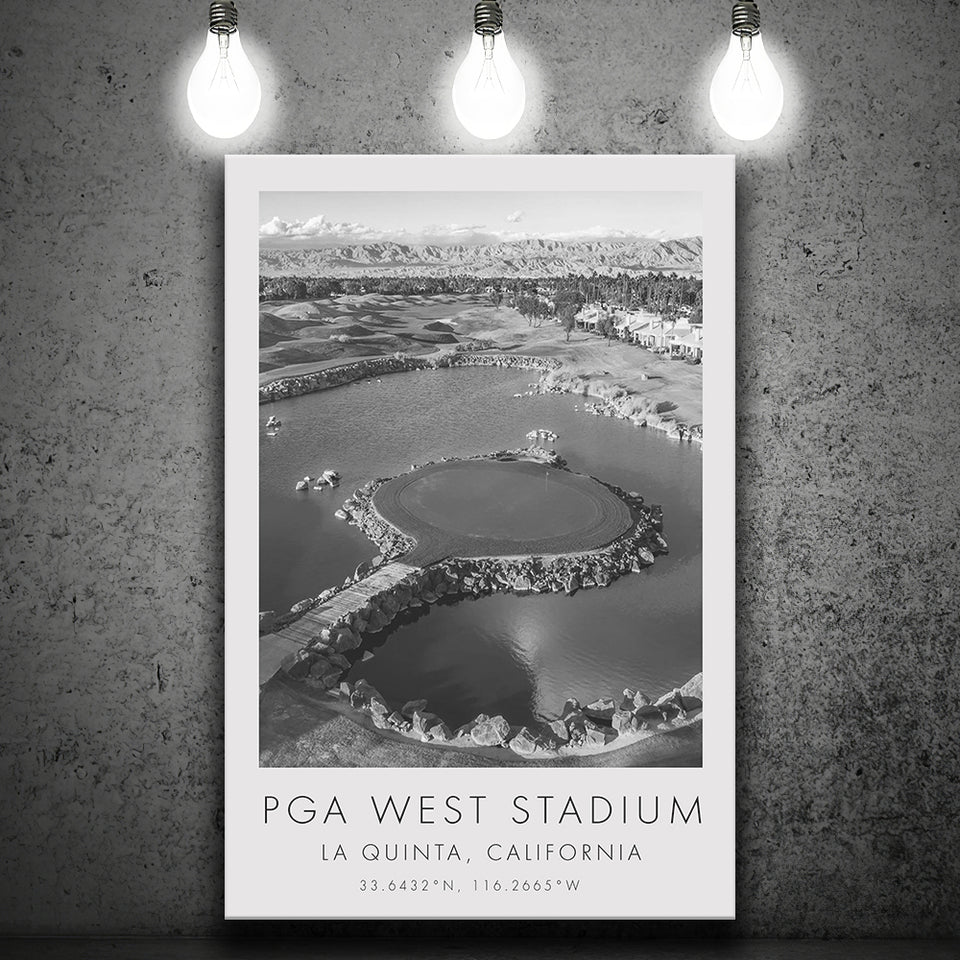 PGA West Stadium Course, Hole #17, Golf Art Print, Gift for him, Canvas Print Wall Art