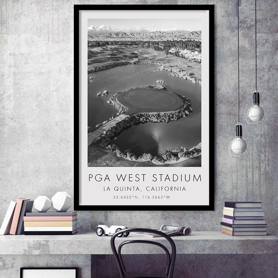 PGA West Stadium Course, Hole #17, Golf Art, Gift for him, Framed Art Print Wall Decor
