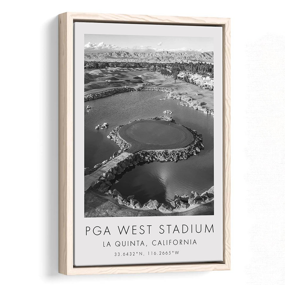 PGA West Stadium Course, Hole #17, Golf Art Print, Floating Frame, Framed Canvas Print Wall Art