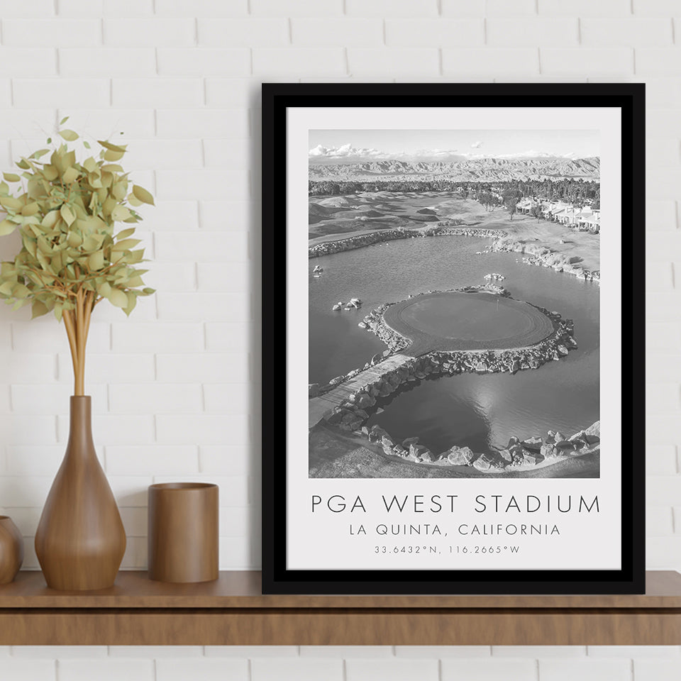 PGA West Stadium Course, Hole #17, Golf Art Print, Floating Frame, Framed Canvas Print Wall Art