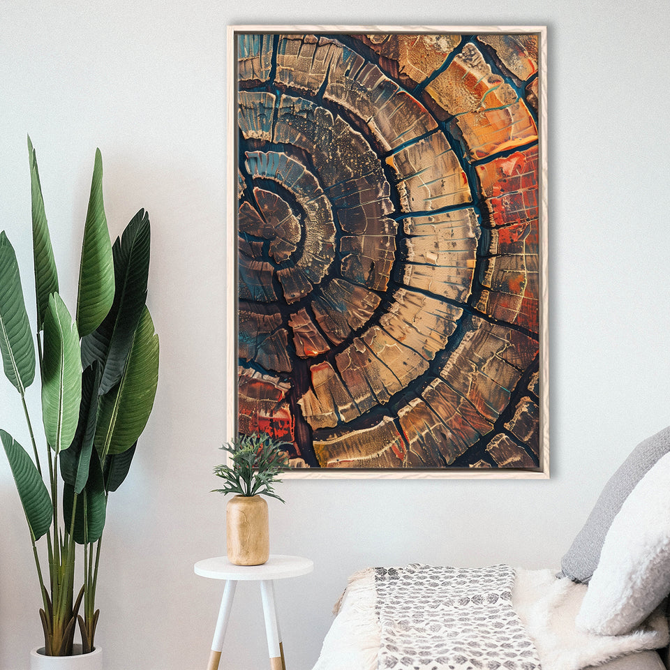 Painting A Close-Up Of An Old Half Of Tree,Framed Canvas Prints Wall Art Decor, Floating Frame