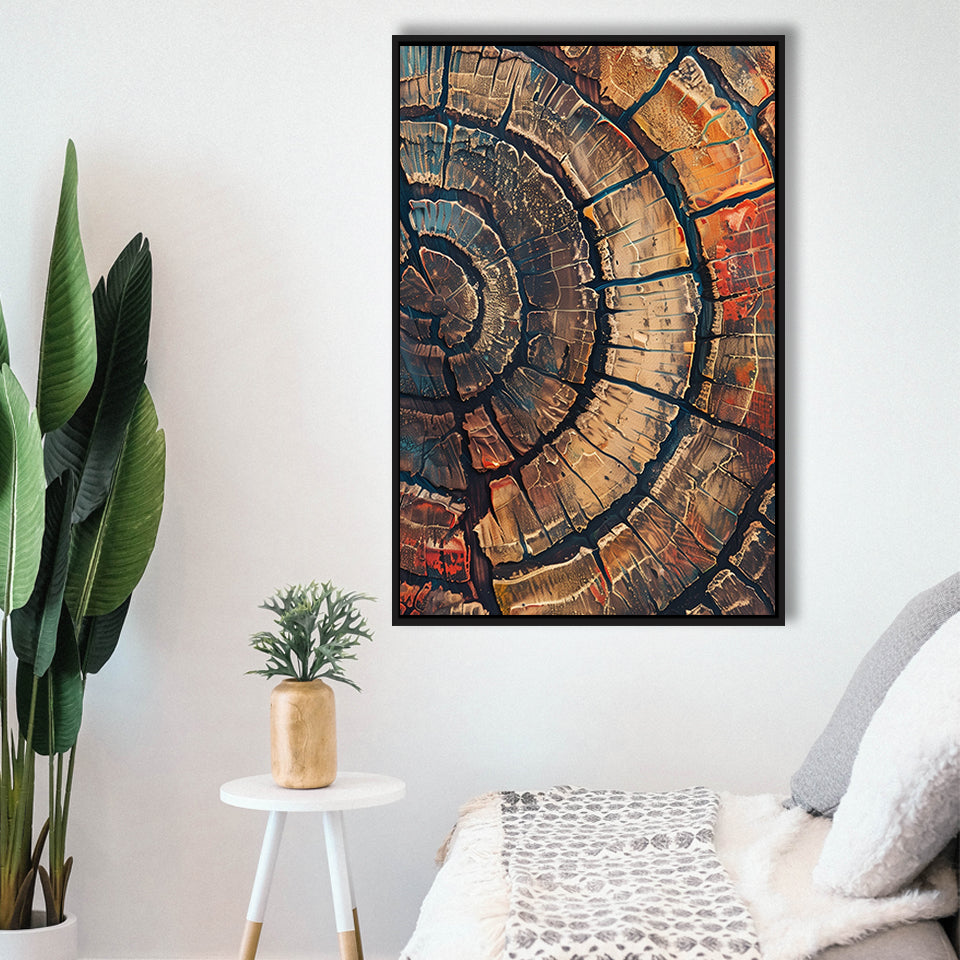 Painting A Close-Up Of An Old Half Of Tree,Framed Canvas Prints Wall Art Decor, Floating Frame