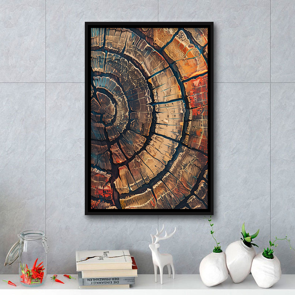 Painting A Close-Up Of An Old Half Of Tree,Framed Canvas Prints Wall Art Decor, Floating Frame