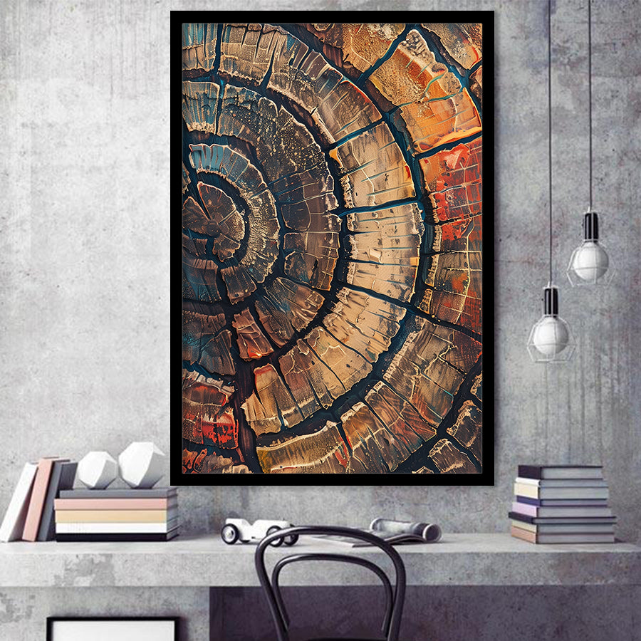 Painting A Close-Up Of An Old Half Of Tree,Framed Art Prints Wall Decor, Picture Framed
