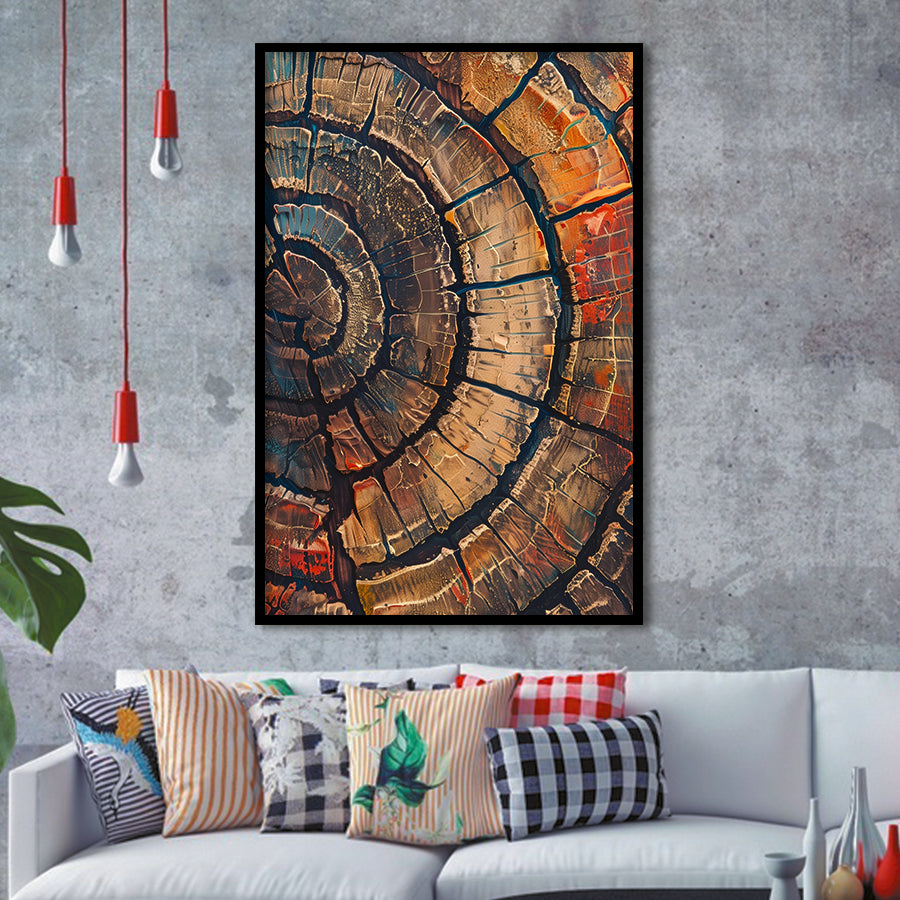 Painting A Close-Up Of An Old Half Of Tree,Framed Art Prints Wall Decor, Picture Framed