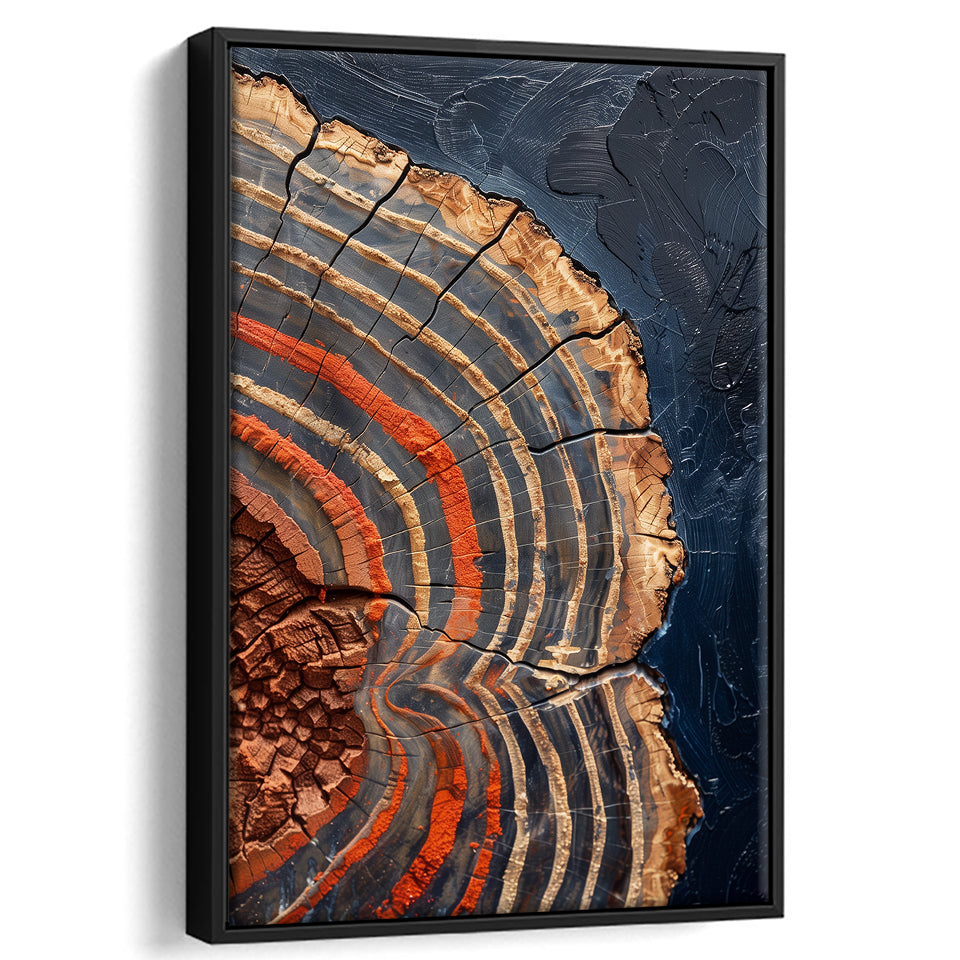 Painting A Close-Up Of An Old Half Of Weathered Tree,Framed Canvas Prints Wall Art Decor, Floating Frame