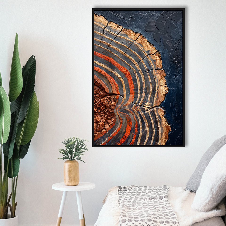 Painting A Close-Up Of An Old Half Of Weathered Tree,Framed Canvas Prints Wall Art Decor, Floating Frame