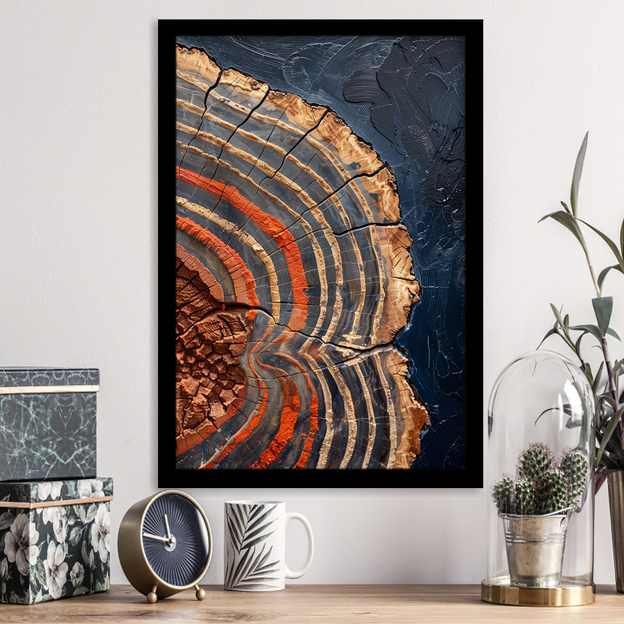 Painting A Close-Up Of An Old Half Of Weathered Tree,Framed Art Prints Wall Decor, Picture Framed