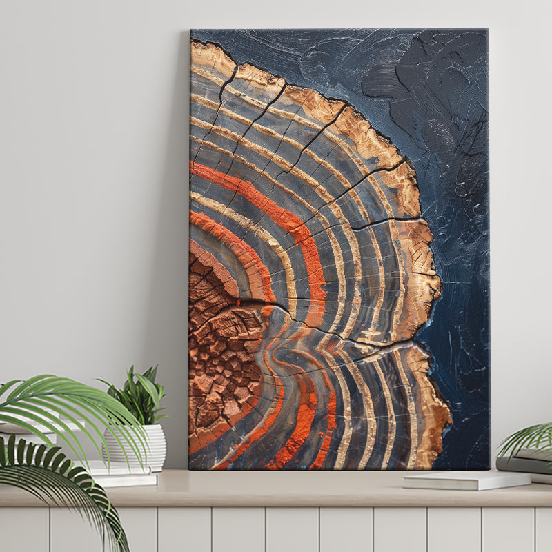 Painting A Close-Up Of An Old Half Of Weathered Tree, Canvas Painting, Canvas Print Wall Art Decor