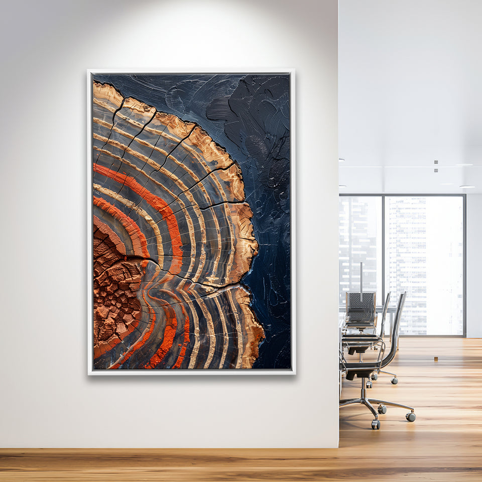Painting A Close-Up Of An Old Half Of Weathered Tree,Framed Canvas Prints Wall Art Decor, Floating Frame