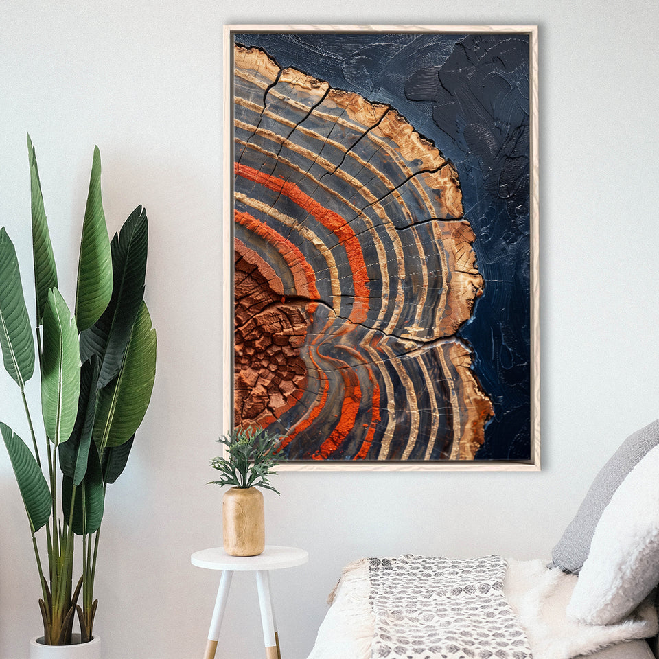 Painting A Close-Up Of An Old Half Of Weathered Tree,Framed Canvas Prints Wall Art Decor, Floating Frame