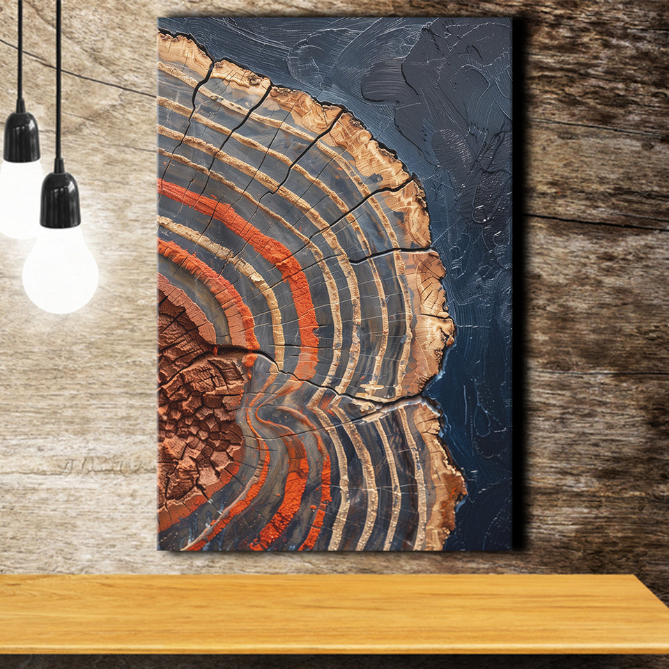 Painting A Close-Up Of An Old Half Of Weathered Tree, Canvas Painting, Canvas Print Wall Art Decor