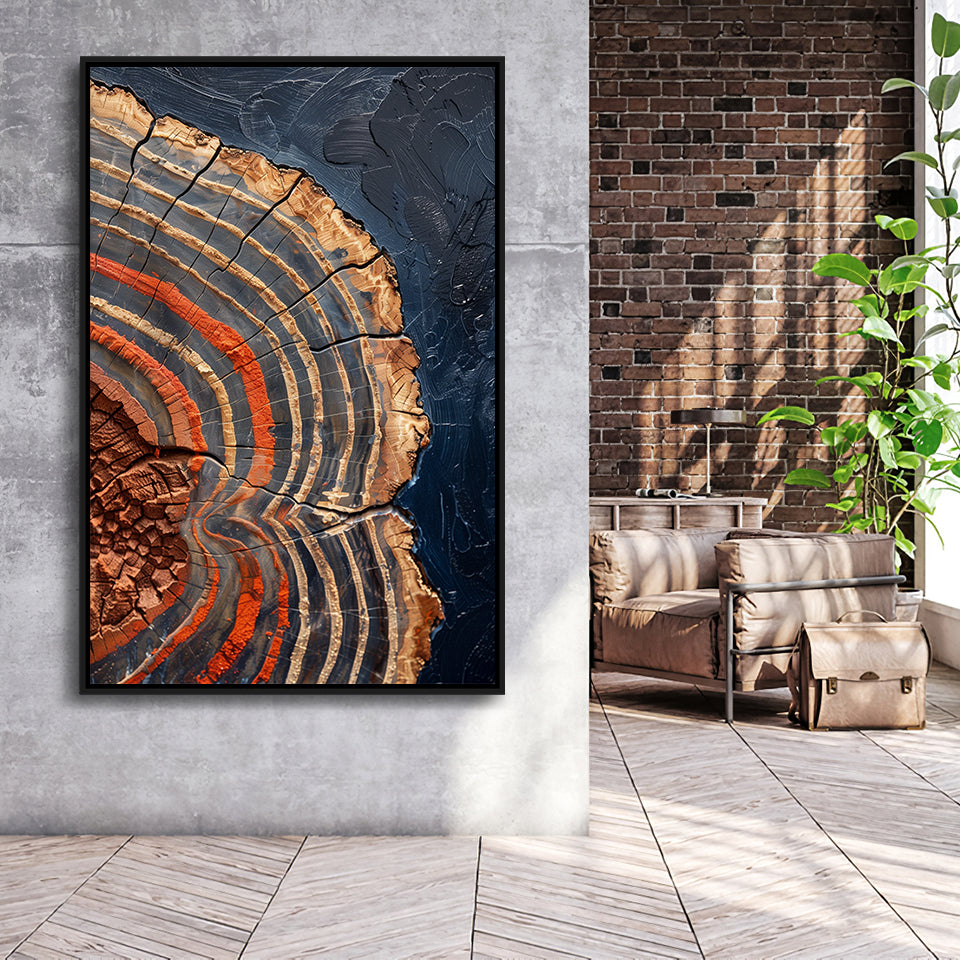 Painting A Close-Up Of An Old Half Of Weathered Tree,Framed Canvas Prints Wall Art Decor, Floating Frame