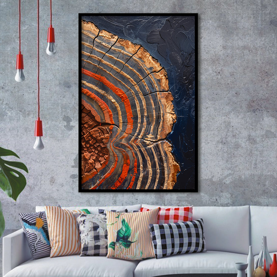 Painting A Close-Up Of An Old Half Of Weathered Tree,Framed Art Prints Wall Decor, Picture Framed