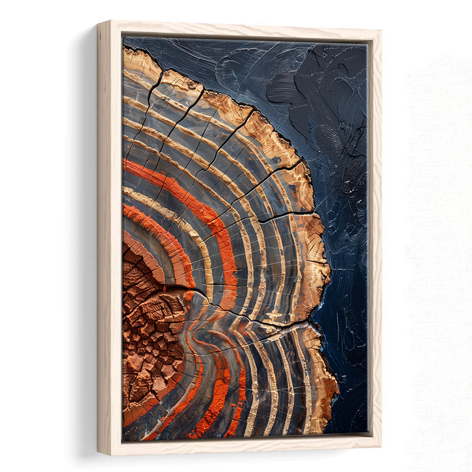 Painting A Close-Up Of An Old Half Of Weathered Tree,Framed Canvas Prints Wall Art Decor, Floating Frame