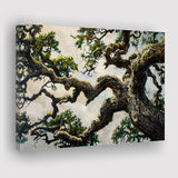 Painting Angle Big Oak Tree Vintage, Canvas Print Wall Art Decor, Landscape Art Print