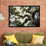 Painting Angle Big Oak Tree Vintage, Framed Art Print Wall Decor, Framed Picture