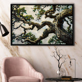 Painting Angle Big Oak Tree Vintage, Framed Canvas Print Wall Art Decor,Floating Frame