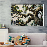 Painting Angle Big Oak Tree Vintage, Framed Canvas Print Wall Art Decor,Floating Frame