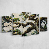 Painting Angle Big Oak Tree Vintage, Multi Panel Canvas Print Wall Art Decor, 5 Mixed Panel