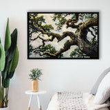 Painting Angle Big Oak Tree Vintage, Framed Canvas Print Wall Art Decor,Floating Frame