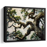 Painting Angle Big Oak Tree Vintage, Framed Canvas Print Wall Art Decor,Floating Frame