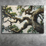 Painting Angle Big Oak Tree Vintage, Canvas Print Wall Art Decor, Landscape Art Print