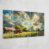 Painting Clouds Over The Backyard And Old Tractor, Extra Large Canvas, Canvas Print Wall Art Decor